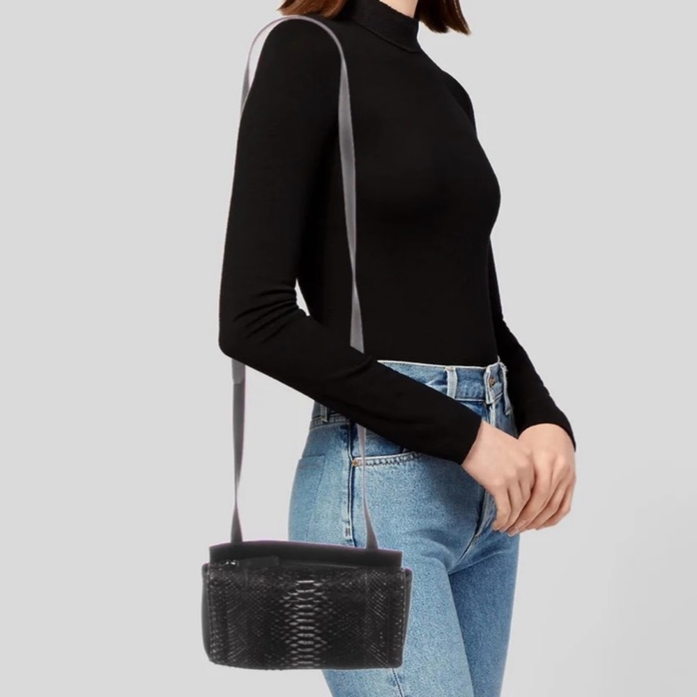 Python crossbody leather bag